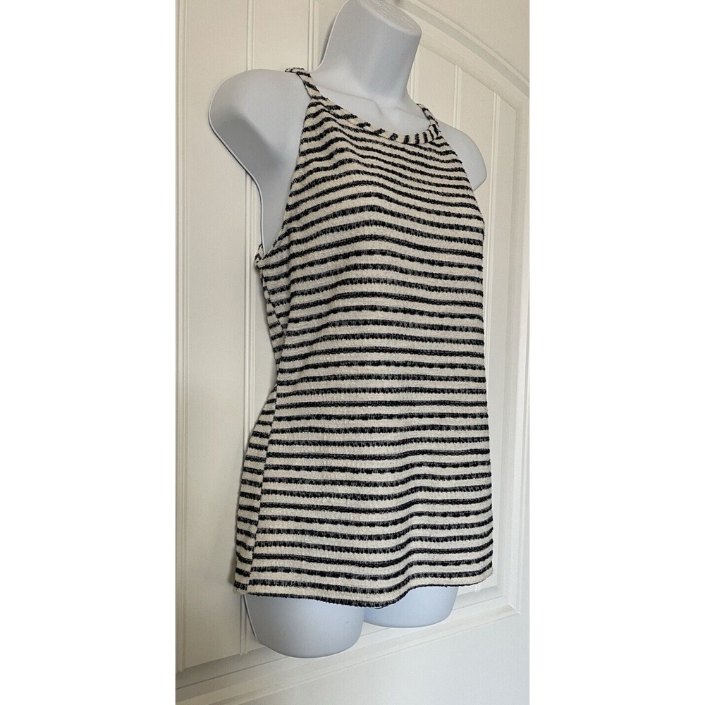 Green Envelope Blue & White Striped‎ Tank Top Womens Size Small Textured Shirt - Picture 2 of 11